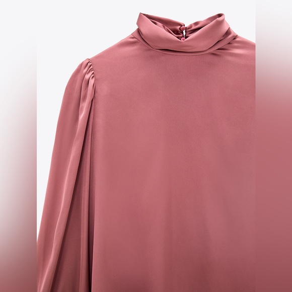 NWT ZARA RUCHED SATIN EFFECT SHIRT SIZE XS 8864/305/172 - Picture 5 of 9